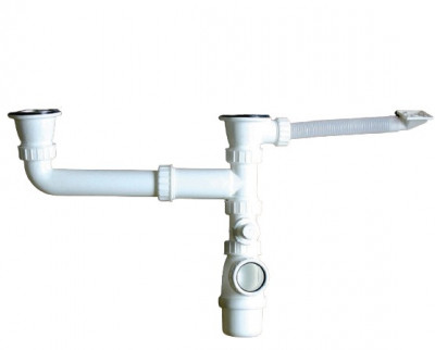 Bonde avec tubulure pour évier 2 cuves D70 avec prise mâle - FRANKE - 265915