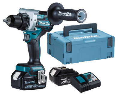 Perceuse-visseuse 18V + 2 batteries 5Ah + chageur + MAKPAC - MAKITA - DDF486RTJ