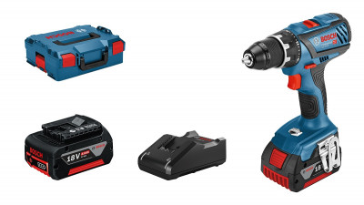 Perceuse-visseuse 18V GSR18V-28 + 2 batteries 4Ah  + chargeur en coffret L-BOXX - BOSCH - 06019H410A