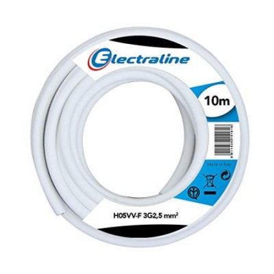 Câble domestique H05VV-F blanc 2,5mm² 10m - ELECTRALINE - 20607085J