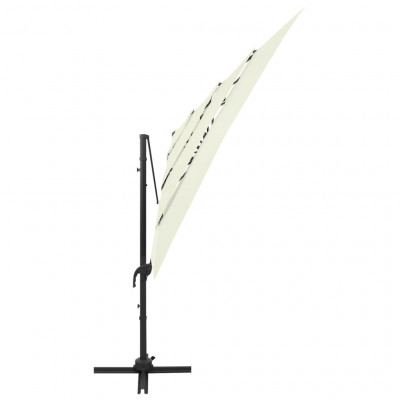 Parasol mobilier de jardin à 4 niveau x avec mât en aluminium 250 x 250 cm sable 02_0008792