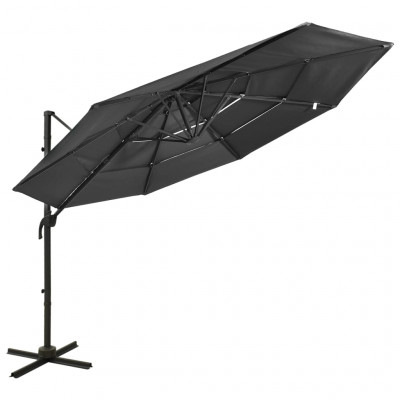 Parasol mobilier de jardin à 4 niveaux avec mât en aluminium 3 x 3 m anthracite 02_0008785