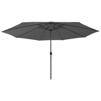 Parasol mobilier de jardin d'e x térieur avec led et mât en métal 400 cm anthracite 02_0008179