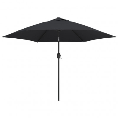 Parasol d'e x térieur avec led et mât en acier 300 cm noir 02_0008176