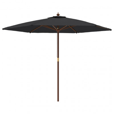 Parasol mobilier de jardin de jardin avec mât en bois 299 x 240 cm noir 02_0008344
