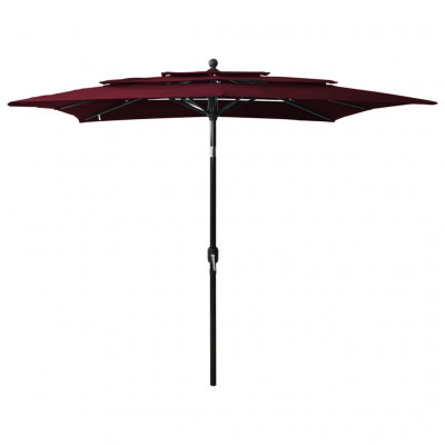 Parasol à 3 niveaux avec mât en aluminium 2,5 x 2,5 m rouge bordeaux 02_0008751