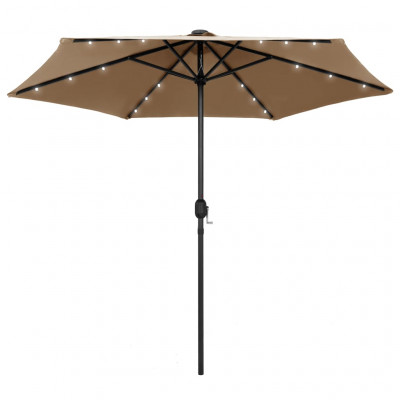 Parasol avec led et mât en aluminium 270 cm taupe 02_0008079