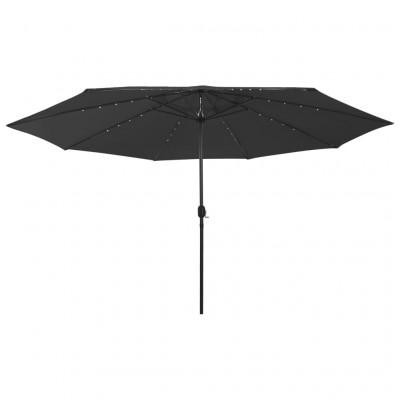 Parasol d'e x térieur avec led et mât en métal 400 cm noir 02_0008182