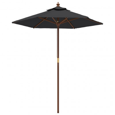 Parasol de jardin avec mât en bois 196 x 231 cm noir 02_0008342