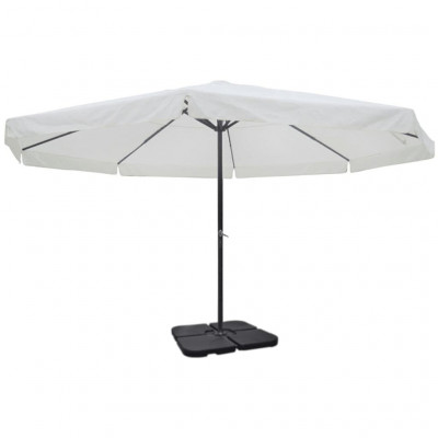 Parasol grand d'extérieur diamètre 5 m en aluminium avec base mobile blanc 02_0008145