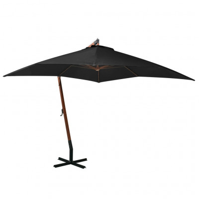 Parasol suspendu avec mât 3 x 3 m bois de sapin massif noir 02_0008716