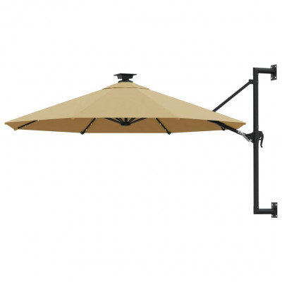 Parasol mural avec mât métallique et led 300 cm taupe 02_0008695