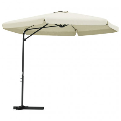 Parasol d'extérieur avec mât en acier 300 cm blanc sable 02_0008189