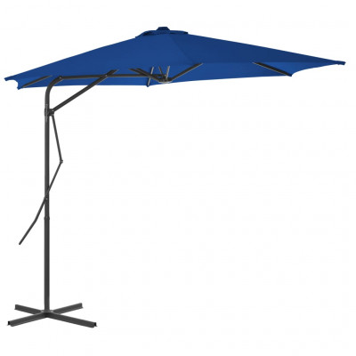 Parasol d'extérieur avec mât en acier 300 x 230 cm bleu 02_0008203