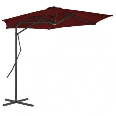 Parasol d'extérieur avec mât en acier 300 x 230 cm rouge bordeaux 02_0008207