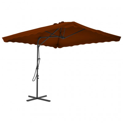 Parasol d'extérieur avec mât en acier 250 x 250 x 230 cm orange foncé 02_0008209