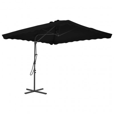 Parasol d'extérieur avec mât en acier 250 x 250 x 230 cm noir 02_0008205