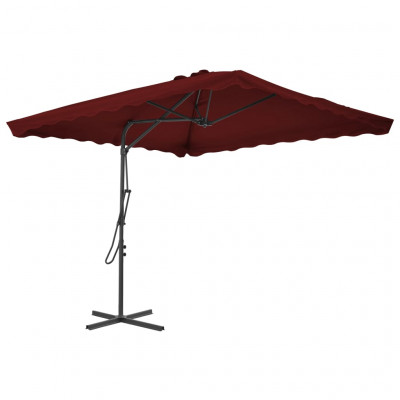 Parasol d'extérieur avec mât en acier 250 x 250 x 230 cm bordeaux 02_0008204