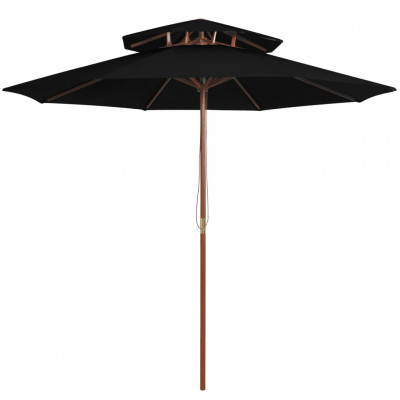 Parasol double avec mât en bois 270 cm noir 02_0008442