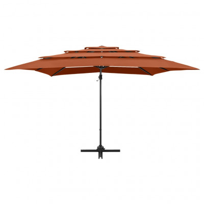 Parasol à 4 niveaux avec mât en aluminium 250 x 250 cm orange 02_0008796