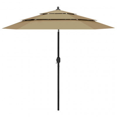 Parasol à 3 niveau x avec mât en aluminium 2,5 m taupe 02_0008768