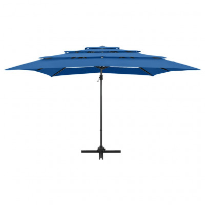 Parasol à 4 niveaux avec mât en aluminium 250 x 250 cm bleu azuré 02_0008786