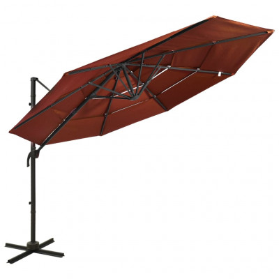 Parasol à 4 niveaux avec mât en aluminium 3 x 3 m orange 02_0008797