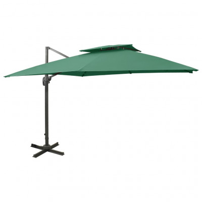Parasol d'extérieur déporté à double toit 300 x 300 cm vert 02_0008563