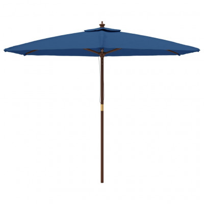 Parasol de jardin avec mât en bois 299 x 240 cm bleu 02_0008339