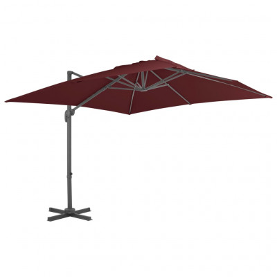 Parasol déporté avec mât en aluminium 400 x 300 cm rouge bordeaux 02_0008501
