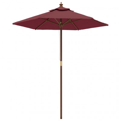 Parasol de jardin avec mât en bois 196 x 231 cm rouge bordeaux 02_0008347
