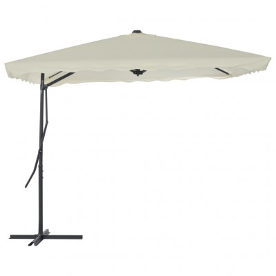 Parasol d'extérieur avec poteau en acier 250 x 250 cm sable 02_0008272