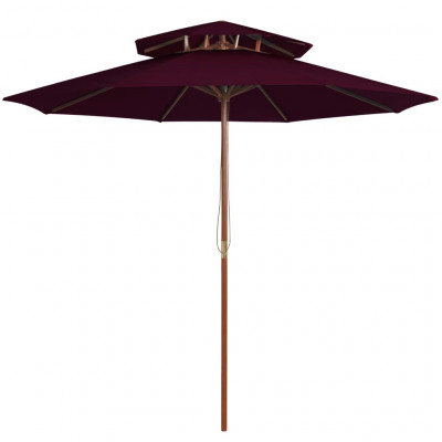 Parasol double avec mât en bois 270 cm rouge bordeaux 02_0008443