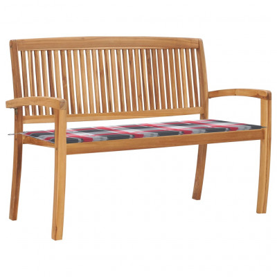 Banc de jardin meuble de patio d'extérieur terrasse empilable et coussin 128,5 x 57,5 x 90 cm bois de teck massif 02_0011661