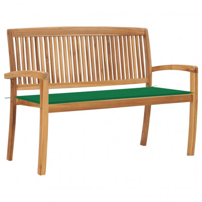 Banc de jardin meuble de patio d'extérieur terrasse empilable et coussin 128,5cm bois de teck massif 02_0011662