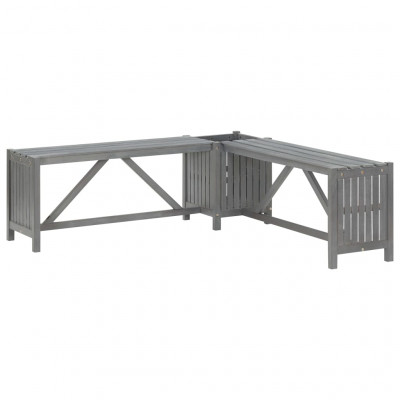 Banc de jardin meuble de patio d'extérieur terrasse d'angle de jardin et jardinière 117 cm bois d'acacia gris 02_0011129