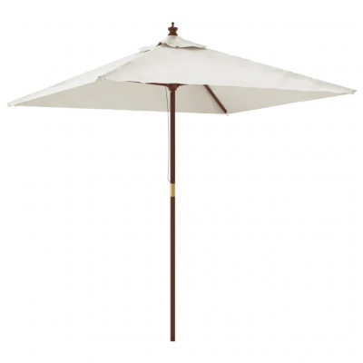 Parasol de jardin avec mât en bois 198 x 198 x 231 cm sable 02_0008353