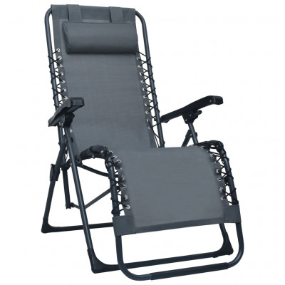 Chaise pliable de terrasse textilène gris 02_0011894