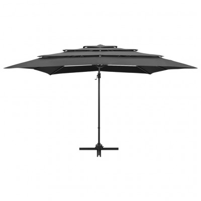 Parasol à 4 niveaux avec mât en aluminium 250 x 250 cm anthracite 02_0008784