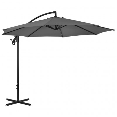Parasol meuble de jardin en porte-à-faux avec poteau acier 300 cm anthracite 02_0008648