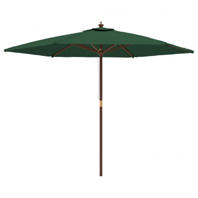 Parasol de jardin avec mât en bois 299 x 240 cm vert 02_0008369
