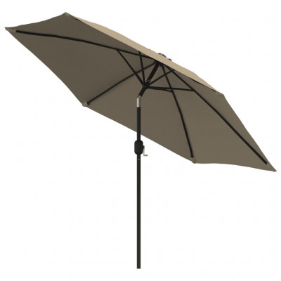 Parasol d'e x térieur avec led et mât en acier 300 cm taupe 02_0008177