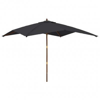 Parasol de jardin avec mât en bois 300 x 300 x 273 cm noir 02_0008345