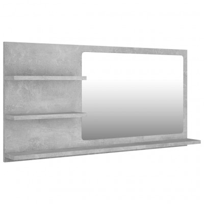 Miroir de salle de bain 3 étagères 90 x 10,5 x 45 cm aggloméré gris 02_0006947