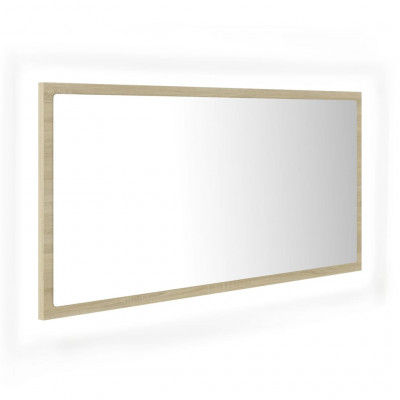 Miroir led de salle de bain 90 x 8,5 x 37 cm acrylique chêne 02_0006964