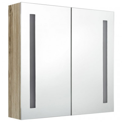 Armoire de salle de bain à miroir led 62 x 14 x 60 cm chêne 02_0006592