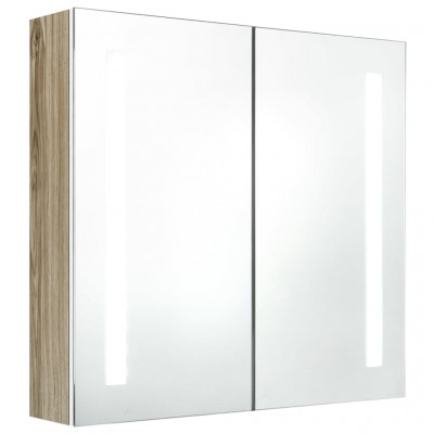 Armoire de salle de bain à miroir led blanc 62 x 14 x 60cm chêne 02_0006587