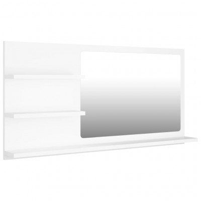Miroir de salle de bain 3 étagères 90 x 10,5 x 45 cm aggloméré blanc 02_0006911