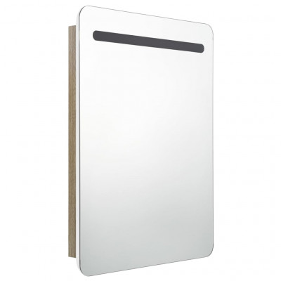 Armoire de salle de bain à miroir led blanc 60 x 11 x 80cm chêne 02_0006586