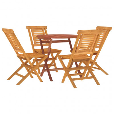 Ensemble à dîner salon de jardin meuble d'extérieur 5 pièces bois de teck massif 02_0014306